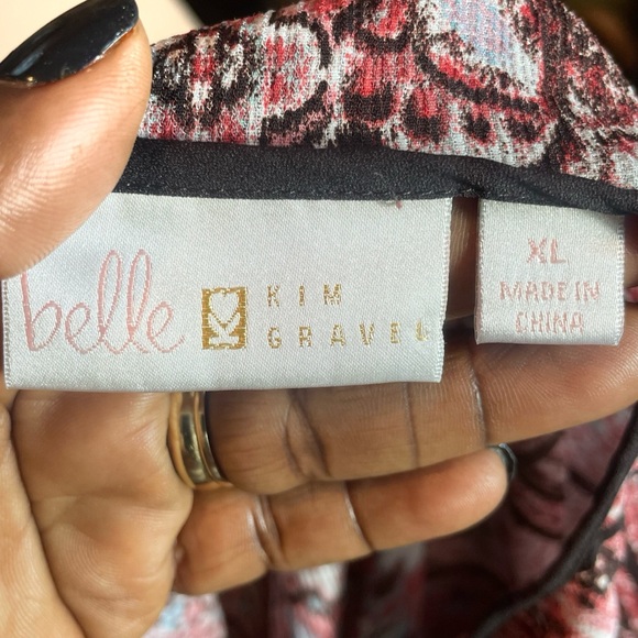 Belle by Kim Gravel Boho Moroccan Printed Blouse Size XL - Picture 6 of 10